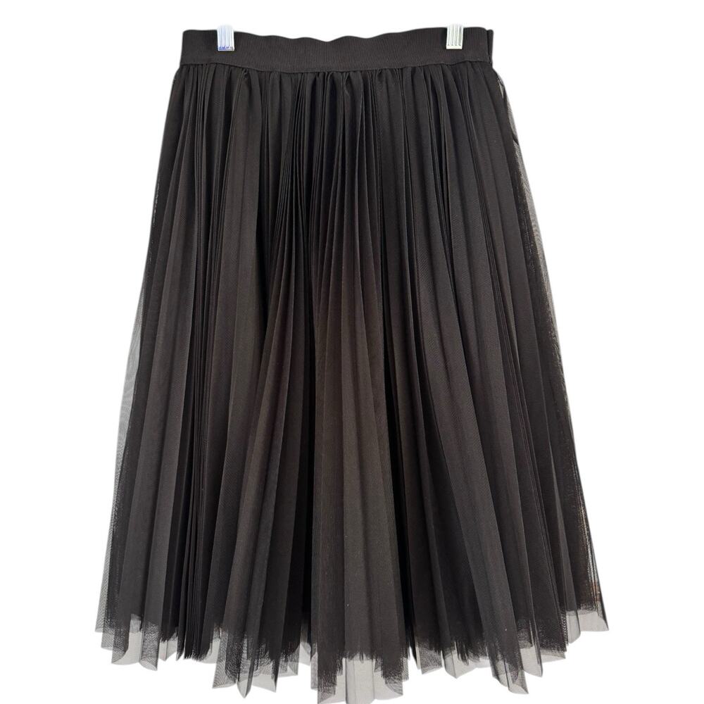 Pinko Clothing Black Mesh Pleated Full Midi Skirt Women’s Size 6 Made In Italy